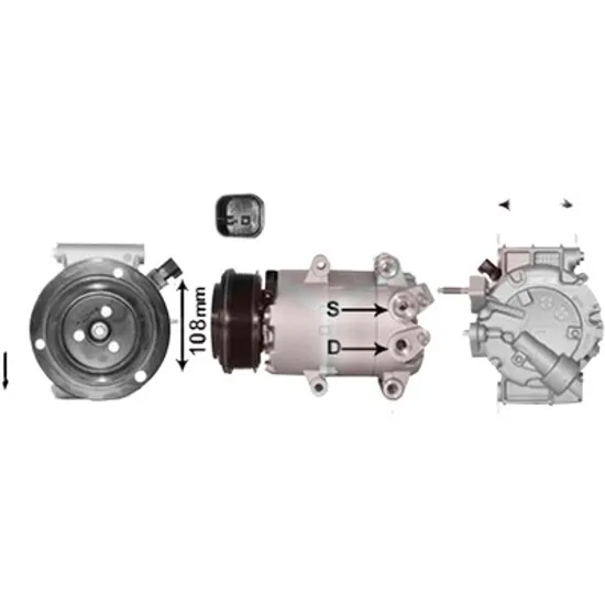 Compresor aer conditionat FORD FIESTA 5 JH 2008->2017 1.6 TDCi 66KW 90CP , pentru motor HHJC, HHJD, HHJE perioada 2008 2009 2010 2011 2012