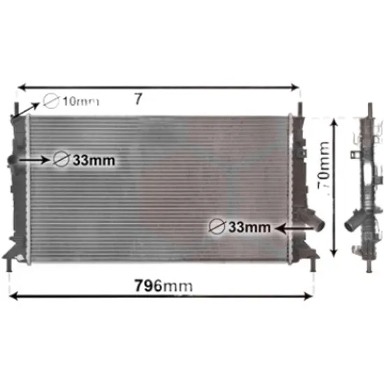 Radiator apa FORD FOCUS C-MAX 2003->2007 2.0 TDCi 100KW 136CP , pentru motor G6DA, G6DB, G6DD, G6DG perioada 2003 2004,2005,2006 2007