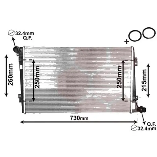 Radiator apa VW EOS 2006->2015 pentru 2.0 TDI, perioada 2006 2007 2008