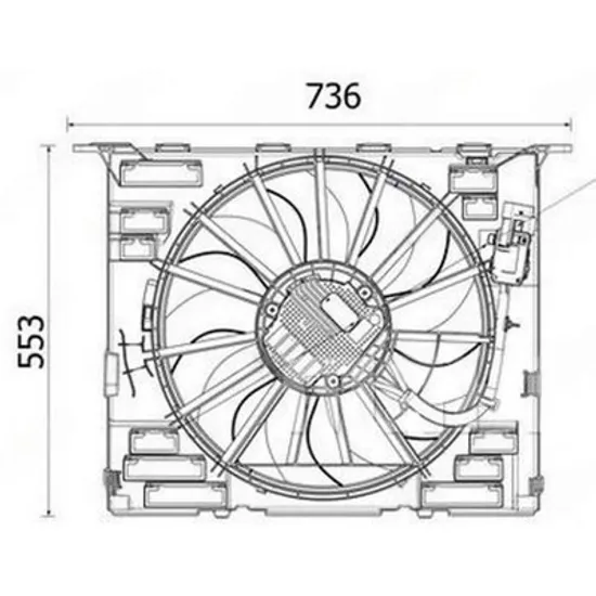 Ventilator Motor BMW 5 G30, F90 2016-> Ventilator 2.0 HYBRID-3.0 benzina (484 mm) (600W) (4PIN) Perioada 2016 2017 2018 2019 2020