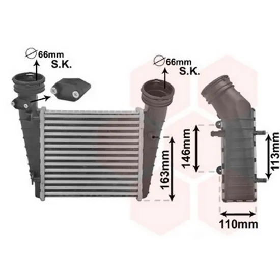 Intercooler VW PASSAT B5 2000->2005 Radiator intercooler 1,9 - 2,0 TDi 23x20,7x62 Perioada 2000 2001 2002 2003 2004 2005