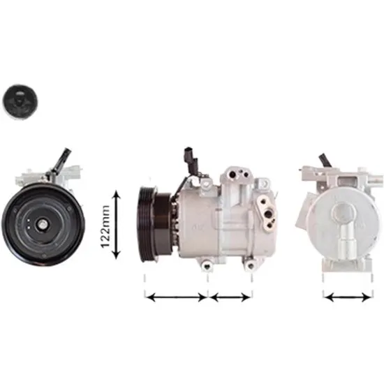 Compresor aer conditionat HYUNDAI i20 2008->2015 pentru 1.4 CRDi, perioada 2008 2009 2010 2011 2012 2013 2014 2015