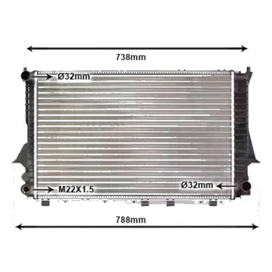 Radiator apa AUDI A6 C4 1994->1997 2.6 102KW 139CP , pentru motor ACZ perioada 1994 1995,1996 1997