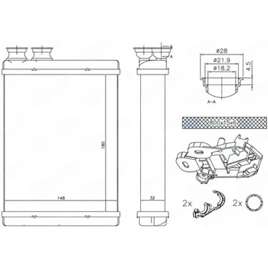 Radiator Incalzire PEUGEOT 308 2 2013->2021 Calorifer (180x148x32) Perioada 2017 2018 2019 2020 2021
