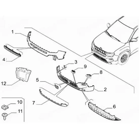 Grila Bara JEEP AVENGER 2022-> Grila bara fata (O) Perioada 2022 2023 2024 2025