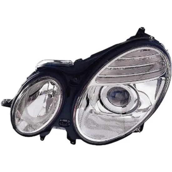 Far stanga MERCEDES E-CLASS W211 2002->2009 perioada 2003 2004 2005 2006 2007 2008 de la an de fabricatie 07/2006, cu motor reglaj, semnal transparent, cu reglaj electric, cu bec H7/H7