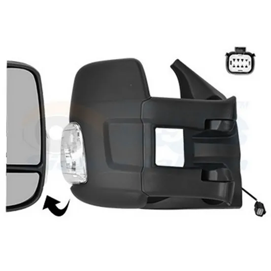 Oglinda exterioara dreapta FORD TRANSIT 2013-> perioada 2013 2014 2015 2016 2017 2018 , semnal alb, cu incalzire, numar pini 8, brat oglinda lung,