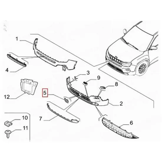 Capac Bara fata JEEP AVENGER 2022-> Acoperire senzor Cruise Control (O) Perioada 2022 2023 2024 2025