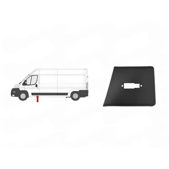 Bandou Lateral PEUGEOT BOXER 2006-> Bandou stalp Usa fata negru (spre fata) (ampatament scurt/lung) (cu gaura lampa semnal) STANGA Perioada 2006 2007 2008 2009 2010 2011 2012 2013 2014