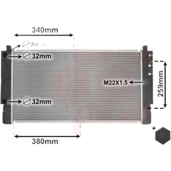 Radiator apa VW CARAVELLE 4 1990->2003 2.5 Syncro 85KW 115CP , pentru motor AET, APL, AVT perioada 1996 1997,1998,1999,2000,2001,2002 2003