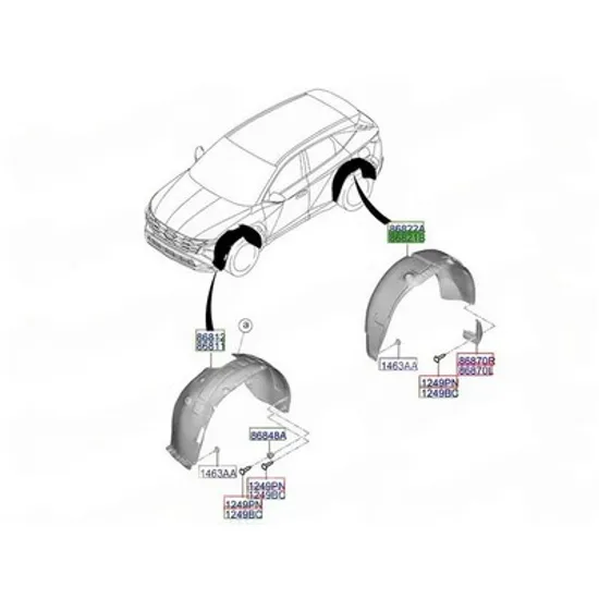 Carenaj spate HYUNDAI TUCSON 2020-> Carenaj aripa spate (O) STANGA Perioada 2024 2025