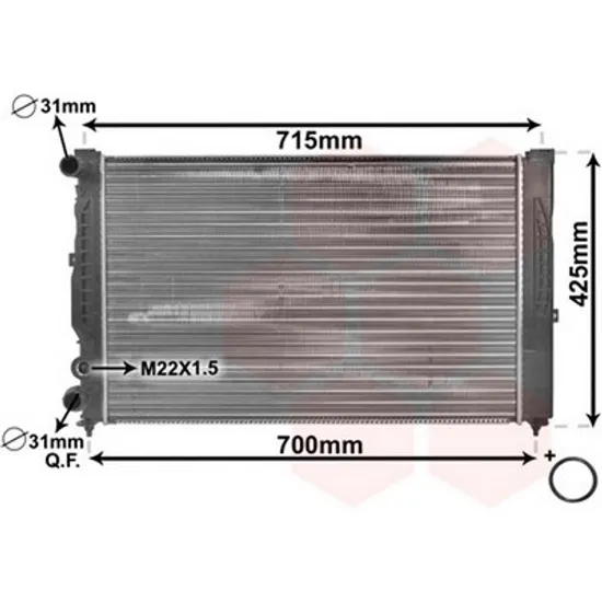 Radiator Motor AUDI A4 8D2, B5 1994->2000 Radiator benzina/diesel -1.9TDi manuala -AC 63x42x24 1994->1996 Perioada 1994 1995 1996 1997 1998 1999 2000