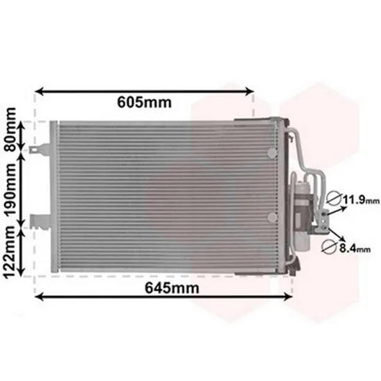 Radiator Aer Conditionat OPEL COMBO 2001->2012 Radiator aer conditionat 2003->2004 54x38x1 6 Perioada 2003 2004 2004