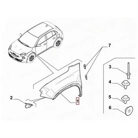 Aripa Fata FIAT 600 2023-> Aripa fata (O) DREAPTA Perioada 2023 2024 2025