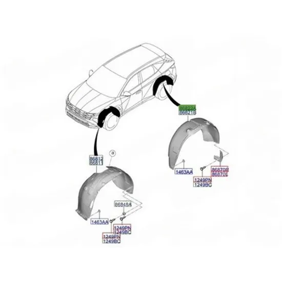 Carenaj spate HYUNDAI TUCSON 2020-> Carenaj aripa spate (O) DREAPTA Perioada 2024 2025