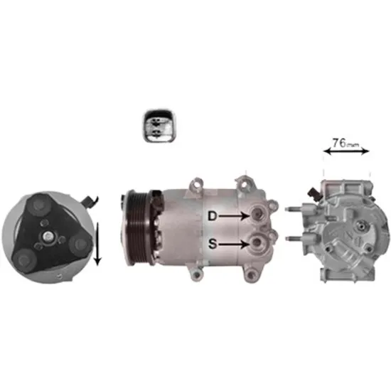 Compresor aer conditionat FORD FIESTA 5 JH 2008->2017 pentru 1.4 TDCi, perioada 2010 2011 2012