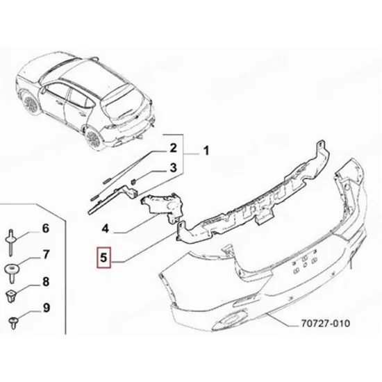 Suport Bara spate ALFA ROMEO TONALE 2022-> Suport Bara spate plastic (O) Perioada 2022 2023 2024 2025