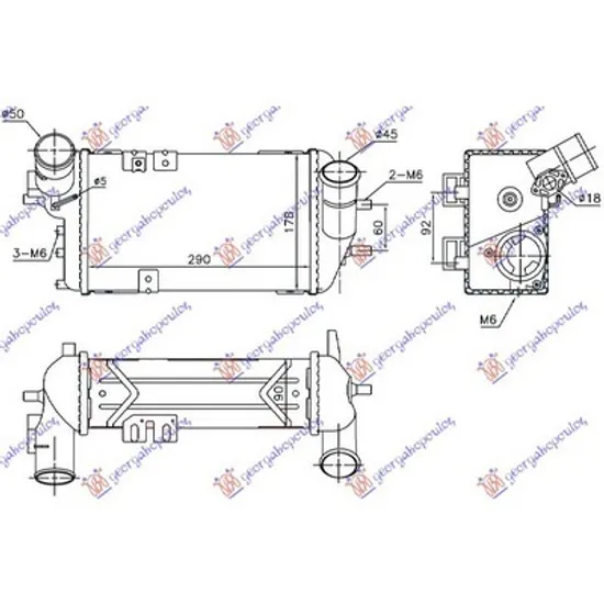 Intercooler HYUNDAI i30 2012->2017 Radiator intercooler 1.6 T-GDI benzina 290x178x90 3 usi 2012->2014 Perioada 2012 2013 2014 2015 2016 2017