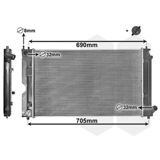 Radiator Motor TOYOTA COROLLA E12 2001->2007 Radiator apa 1.4 D4D 62.5x38.9x2.6 Perioada 2001 2002 2003 2004 2005 2006