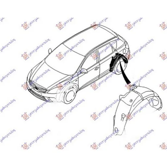 Carenaj fata KIA CEED 2012->2018 Carenaj fata spre spate original dreapta 3 usi 2010->2013 Perioada 2010 2011 2012 2013