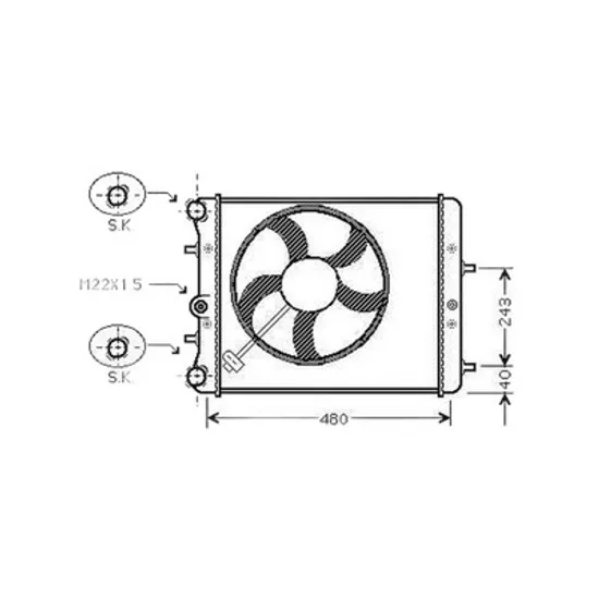 Radiator Motor SKODA FABIA 2 2006->2014 Radiator apa pentru toate modelele fara aer conditionat 43x41 cu ventilator Perioada 2006 2007 2008 2009 2010 2011 2012 2013