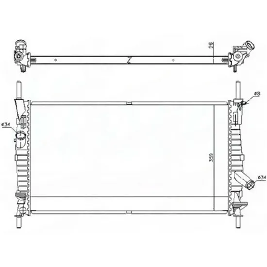 Radiator Motor FORD TRANSIT 2000->2006 Radiator apa motor 2.0 diesel +/- A/C (670x380x26) (NISSENS) Perioada 2000 2001 2002 2003 2004 2005 2006