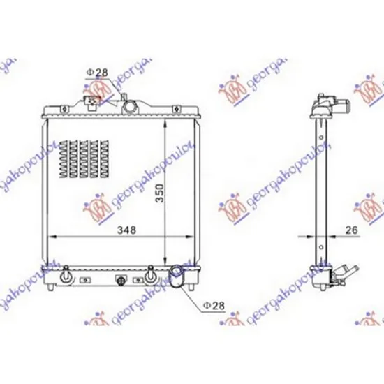 Radiator Motor HONDA CR-V 1 1995->2002 Radiator apa 1,4i16V-1,6i 16V(35,2x34,7x16)A/T (KOYO) Perioada 1995 1996 1997 1998 1999 2000 2001 2002