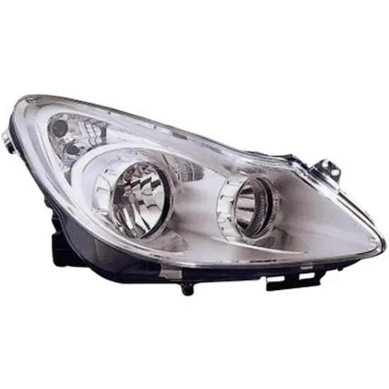 Far dreapta OPEL CORSA D 2006->2014 perioada 2006 2007 2008 2009 2010 2011 2012 2013 2014 pana la an de fabricatie 03/2011, fara motor reglaj, semnal transparent, cu reglaj electric, cu bec H7/H1