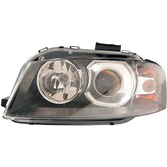Far stanga AUDI A3 8P1 2003->2012 perioada 2003 2004 2005 2006 2007 2008 cu unitate control pentru reglaj automat, fara motor reglaj, fara unitate de control Xenon, semnal transparent, cu reglaj distanta iluminare automat, cu bec D2S tub descarcare gaze, cu bec H7,