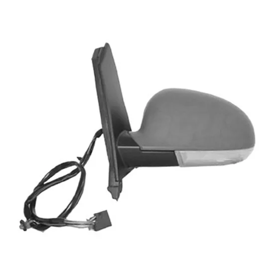 Oglinda exterioara stanga VW GOLF PLUS 2004->2013 perioada 2009 2010 2011 2012 2013 , cu lampa podea, cu lumini de pozitie, cu semnal, cu incalzire, rabatare electrica, prevopsit grund