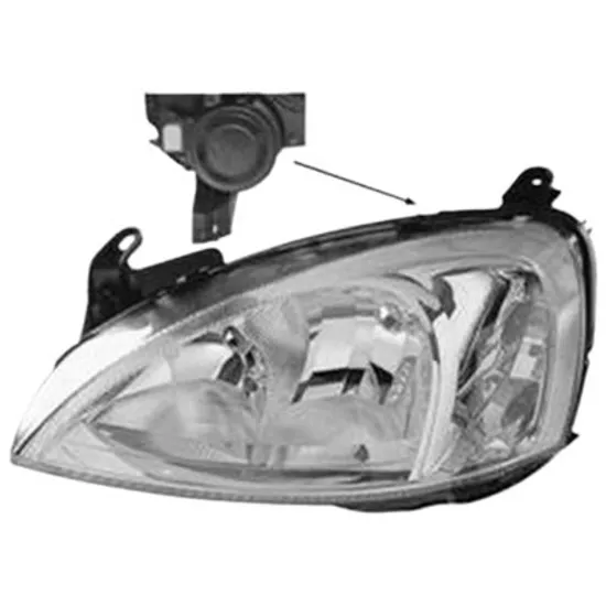Far stanga OPEL COMBO 2001->2012 perioada 2001 2002 2003 2004 2005 2006 de la an de fabricatie 10/2002, pana la an de fabricatie 07/2004, fara motor reglaj, semnal transparent, cu reglaj electric, cu semnal, cu bec H7/H7,