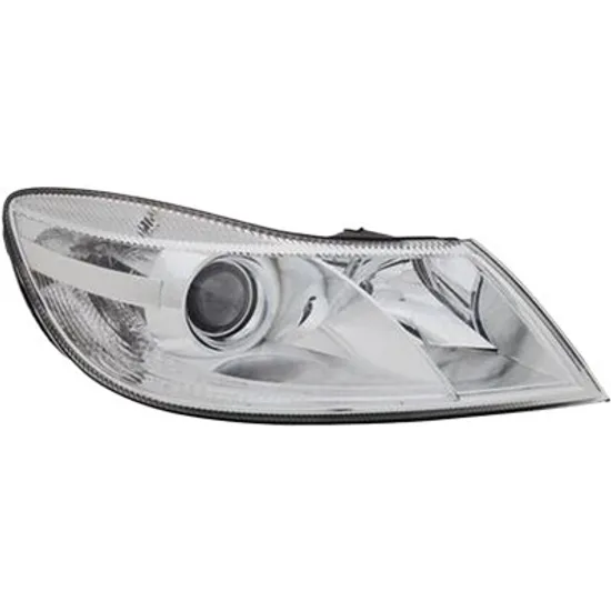 Far dreapta SKODA OCTAVIA 2 2004->2013 perioada 2009 2010 2011 2012 cu motor reglaj, semnal transparent, cu reglaj electric, cu bec H7/H1