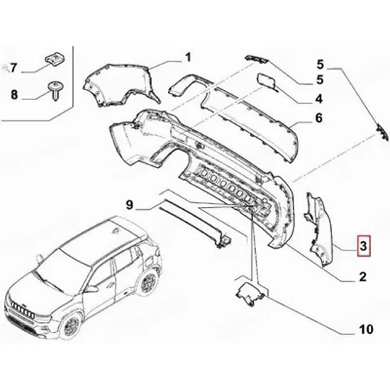 Colt bara spate JEEP AVENGER 2022-> Colt bara spate (O) STANGA Perioada 2022 2023 2024 2025