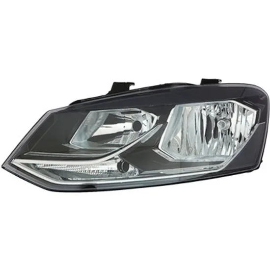 Far stanga VW POLO 6R1 2009->2020 perioada 2011 2012 2013 2014 de la an de fabricatie 05/2014, cu motor reglaj, semnal transparent, cu reglaj electric, cu bec H7/H7, pentru Comfort/Highline