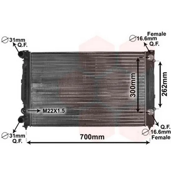 Radiator Motor VW PASSAT B5 2000->2005 Radiator apa benzina/diesel -1.9TDi cv automata +/-AC 63x41 Perioada 2000 2001 2002 2003 2004 2005
