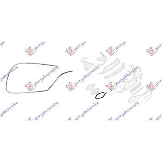 Ornament Grila MERCEDES S-CLASS W222 2013->2020 Bandou grila bara fata cromat (S63/S65 AMG) dreapta Perioada 2014 2015 2016 2017 2018 2019 2020