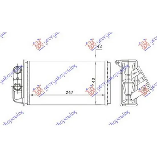 Radiator Incalzire FIAT PALIO 178 1996-> Calorifer M +/-AC 248x130 1999->2004 Perioada 1996 1997 1998 1999 2000 2001 2002 2003 2004