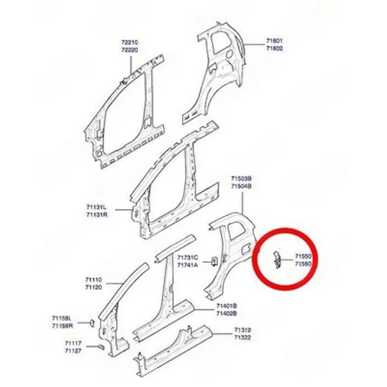 Ornament lampa spate HYUNDAI MATRIX 2001-> Bandou Lampa stop spate (O) DREAPTA Perioada 2008 2009 2010