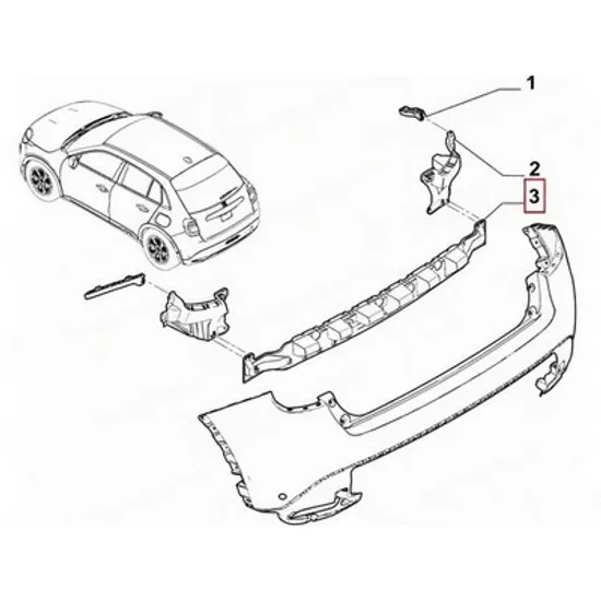 Armatura Bara spate FIAT 600 2023-> Armatura Bara spate plastic superior (O) Perioada 2023 2024 2025