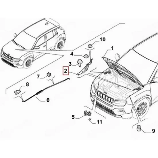 Balama Capota fata JEEP AVENGER 2022-> Balama capota (O) STANGA Perioada 2022 2023 2024 2025