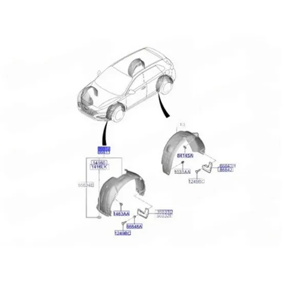 Carenaj fata HYUNDAI i30 2017-> Carenaj aripa plastic (O) DREAPTA Perioada 2020 2021 2022 2023 2024 2025