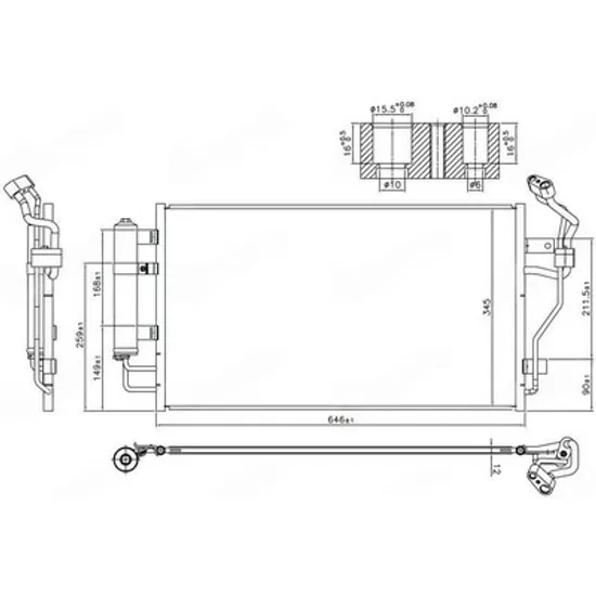 Radiator Aer Conditionat NISSAN LEAF 2017-> Radiator condensator aer conditionat electric (646x345x12) (KOYO) Perioada 2017 2018 2019 2020 2021 2022