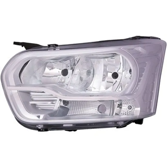 Far stanga FORD TRANSIT 2013-> perioada 2013 2014 2015 2016 2017 2018 cu motor reglaj, semnal transparent, cu reglaj electric, cu lumina de zi, cu bec H15, cu bec H7