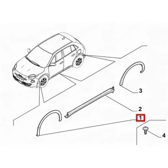 Bandou aripa fata ALFA ROMEO JUNIOR 2024-> Bandou overfender Aripa fata plastic (O) DREAPTA Perioada 2024 2025
