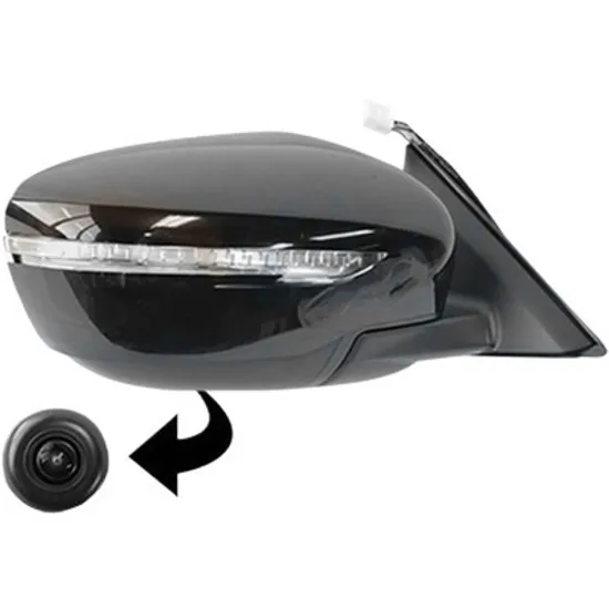 Oglinda exterioara dreapta NISSAN X-TRAIL T32 2014-> perioada 2014 2015 2016 2017 2018 2019 cu camera, cu semnal, cu incalzire, rabatare electrica, pregatit pentru dispozitiv de avertizare unghi mort, pentru vopsit