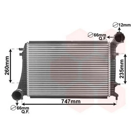 Intercooler VW TOURAN 2003->2010 Radiator intercooler 1,9-2,0TDi 61,5x40,5x32 Perioada 2003 2004 2005 2006 2007 2008 2009