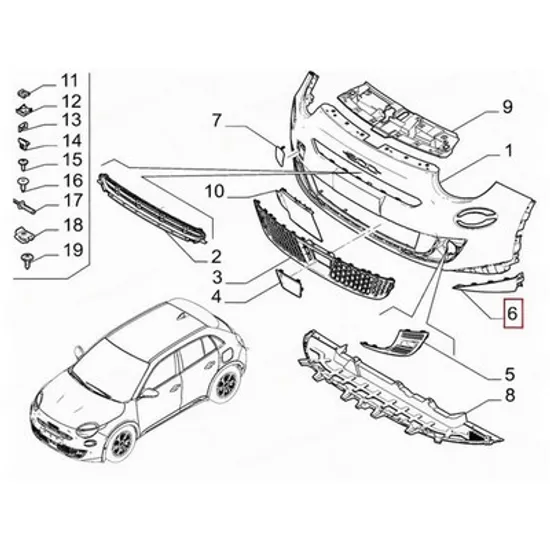 Spoiler Bara fata FIAT 600 2023-> Spoiler Bara fata (O) STANGA Perioada 2023 2024 2025