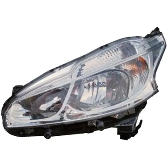 Far stanga PEUGEOT 208 1 2012->2018 perioada 2012 2013 2014 2015 2016 2017 pana la an de fabricatie 07/2015, fara motor reglaj, semnal transparent, cu reglaj electric, cu lumina de zi, cu bec H7/H7