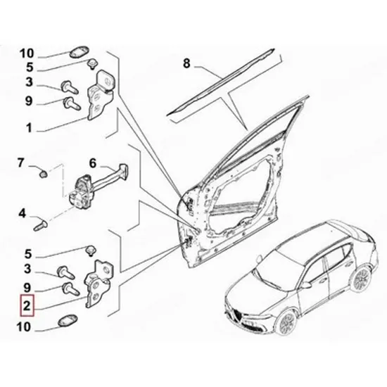 Balama Usa ALFA ROMEO TONALE 2022-> Balama usa fata inferioara (O) DREAPTA Perioada 2022 2023 2024 2025