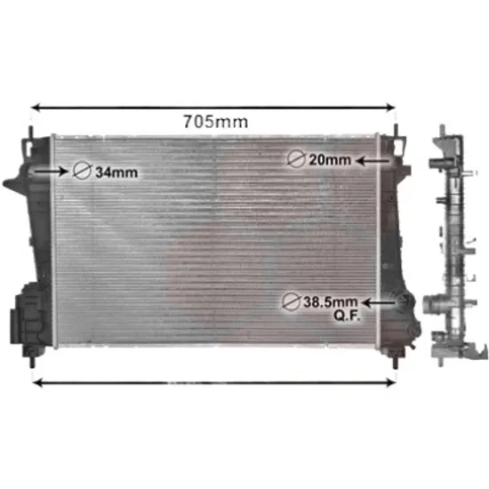 Radiator apa CHEVROLET AVEO hatchback T300 2011-> 1.3 D 70KW 95CP , pentru motor LSF perioada 2011 2012,2013,2014 2015